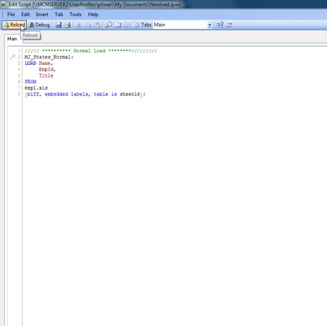 reload the edit script